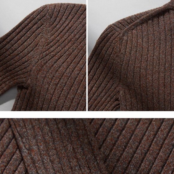 CHICJOC Retro Multi-Color Yarn Knit Sweater with Shirt Collar and Ribbed size 38 - Picture 13 of 15